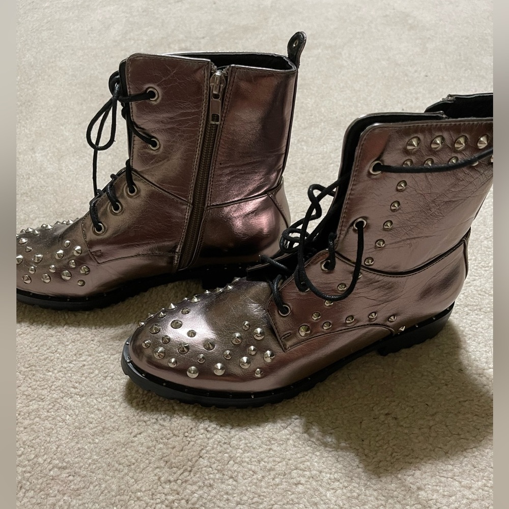 Metallic Silver Spiked boots